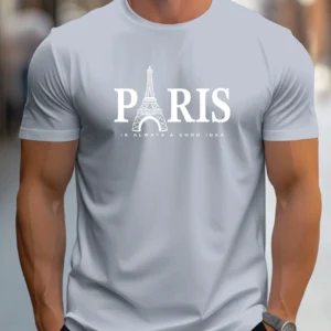 Summer, Men’s, Paris Print, Oversized, Streetwear