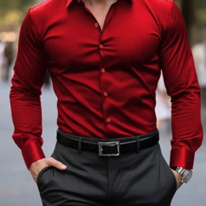 Men’s red formal dress shirt business